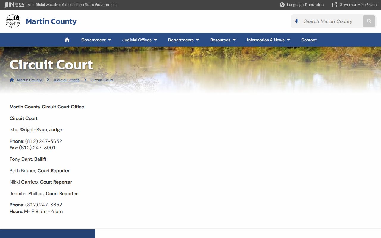 Martin County warrant records Circuit Court contact