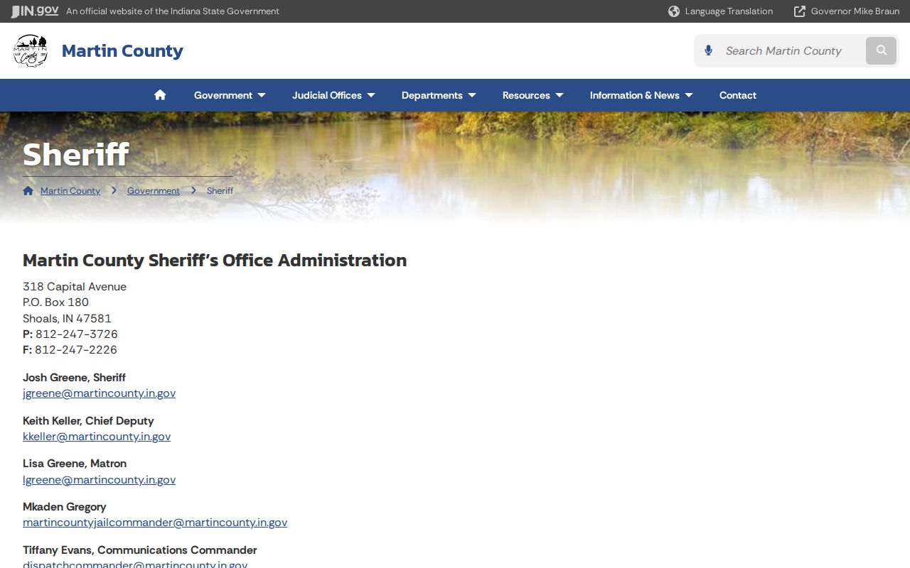 Martin County warrant records Sheriff Office contact
